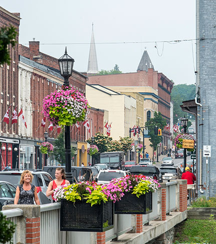 Downtown Port Hope streetscape in the summer