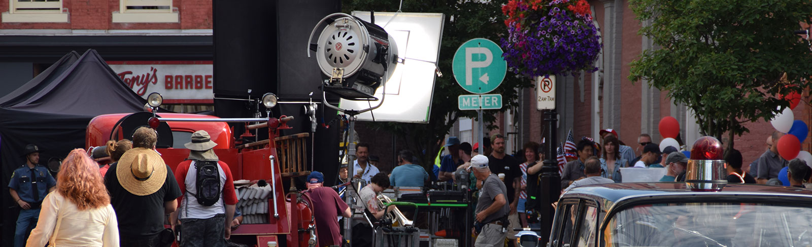 Film crews during IT Chapter 1 in Port Hope