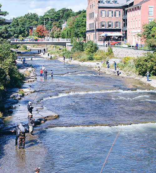 Ganaraska river and fishermen