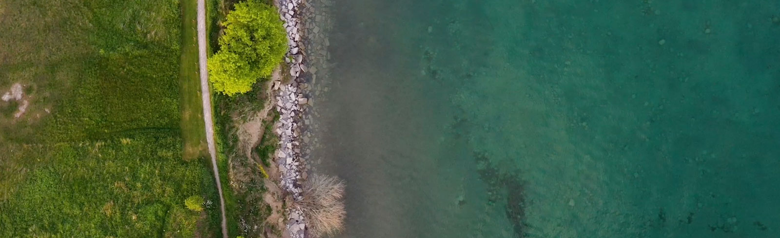 Birds eye view of Lake Ontario in Port Hope