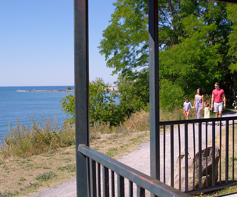 Family walking along the Waterfront Trail in Port Hope